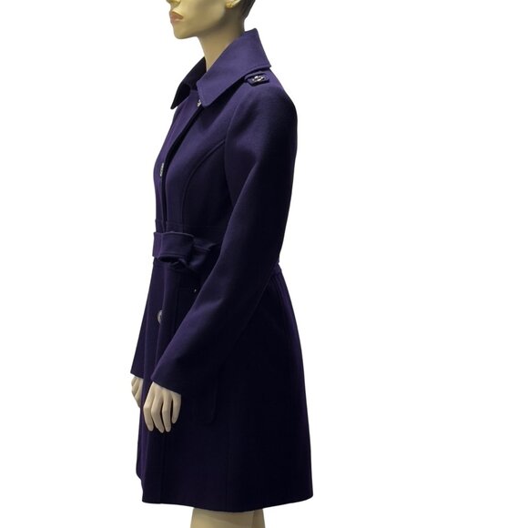Kenneth Cole Women's Wool Blend Purple Belted OverCoat Size 10 - Picture 4 of 16